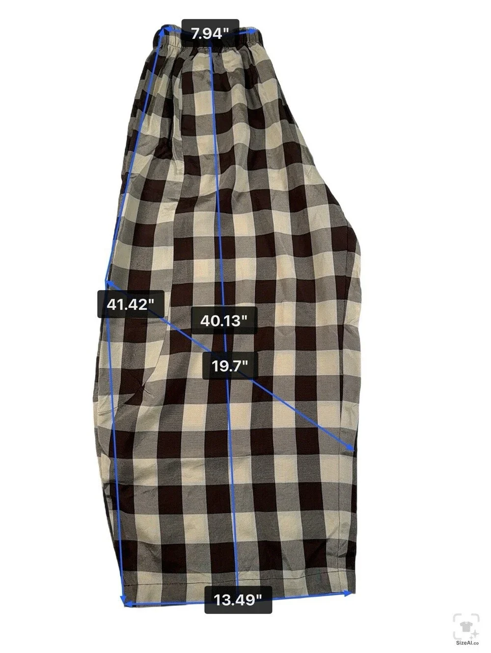 ZW Collection Gingham / Plaid Brown Flowy Pants from Zara Size XL New With Tags